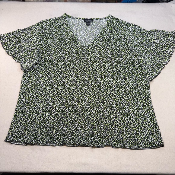 Russell Kemp Black, Green & White Blouse - Size 3X - Picture 4 of 13